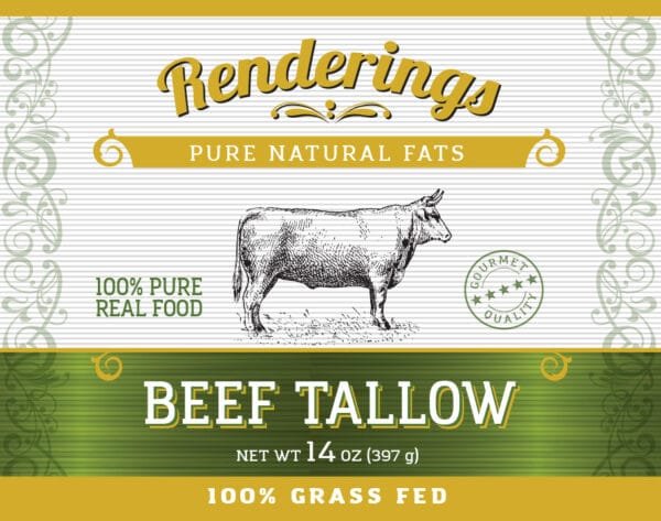 Renderings Beef Tallow, 100% Grass-Fed & Finished, Cooking, Baking and Frying, 10 Pound Pack